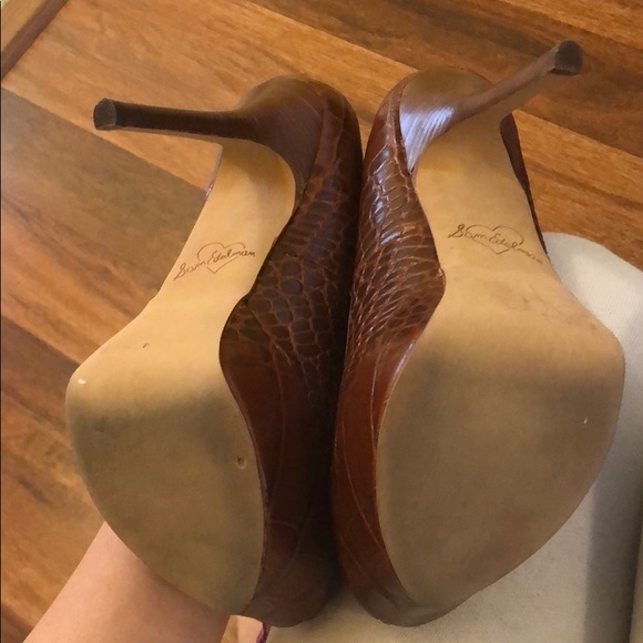 Sam Edelman Brown Leather Print Platform Heels - Picture 3 of 5